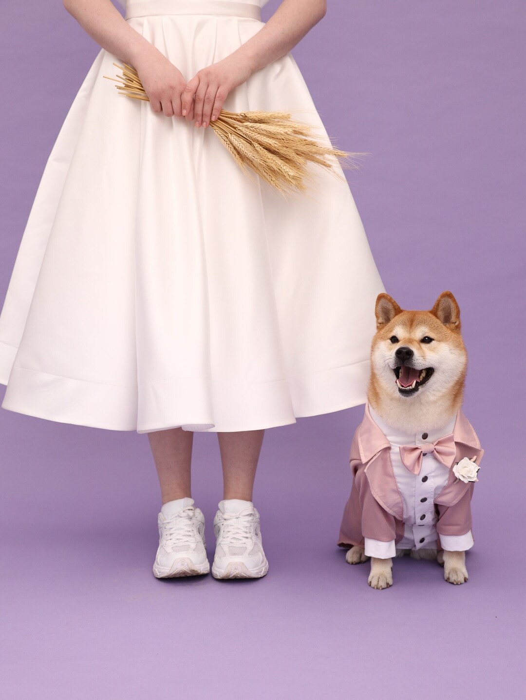 Purple Pink Dog Wedding Dress – Royal Bridal Outfit for Dogs main image 1