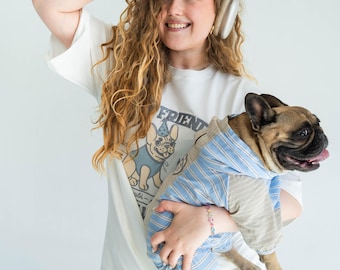 Frenchie and Owner Matching Outfit, Dog Mom Gift, Best Friends Club Tee and Dog Sun Suit, Dog and Me Set, French Bulldog Lover Gift