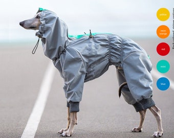 Hound Waterproof Dog Raincoat /Snowsuit, Membrane material, FLEECE or MESH lining, Greyhound, Whippet, Bark&Go