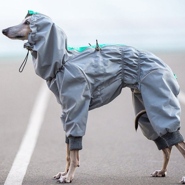 Hound Waterproof Dog Raincoat /Snowsuit, Membrane material, FLEECE or MESH lining, Greyhound, Whippet, Bark&Go
