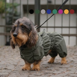 Dachshund Corgi Waterpoof Dog Raincoat -- MEMBRANE Fabric - FLEECE or Mesh lining- Bark&Go - Dog Coat - Dog Clothing - Pet Clothes