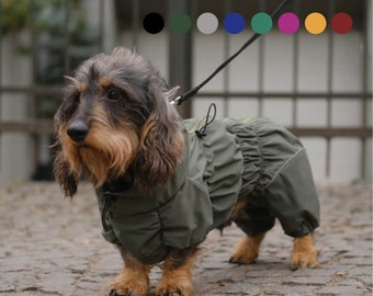 Dachshund Corgi Waterpoof Dog Raincoat -- MEMBRANE Fabric - FLEECE or Mesh lining- Bark&Go - Dog Coat - Dog Clothing - Pet Clothes