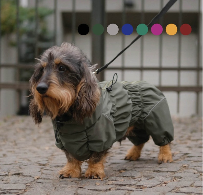 Dachshund Corgi Waterpoof Dog Raincoat MEMBRANE Fabric FLEECE or Mesh lining Bark&Go Dog Coat Dog Clothing Pet Clothes image 1