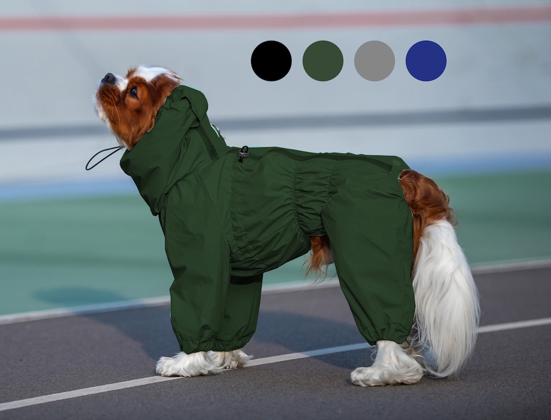 Spaniel Waterproof Dog Raincoat Plain Color MEMBRANE Full Body Suit Dog