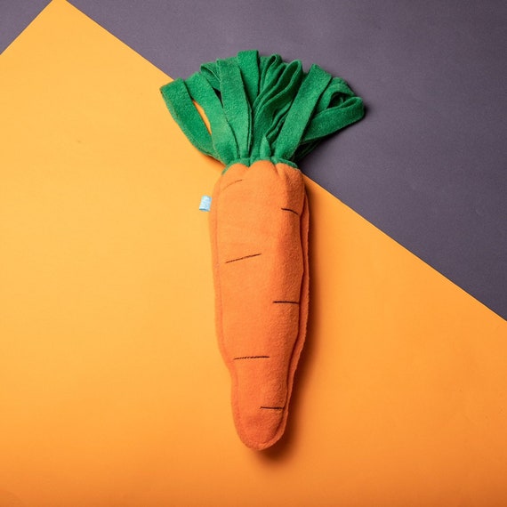 stuffed carrot dog toy