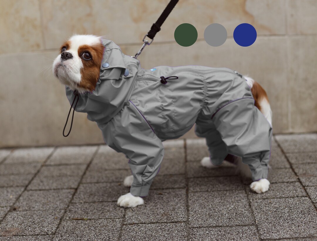 Loose Fit Spaniel Waterproof Dog Raincoat With the Adjustable Cuffs