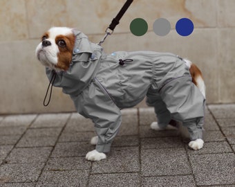 Loose fit Spaniel Waterproof Dog Raincoat with the adjustable cuffs - MEMBRANE -Fleece or Mesh lining- Dog ClothingBark&Go