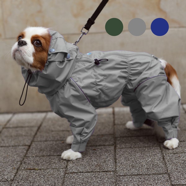 Loose fit Spaniel Waterproof Dog Raincoat with the adjustable cuffs - MEMBRANE -Fleece or Mesh lining- Dog ClothingBark&Go