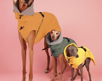 Waterproof Greyhound Coat: Fleece Lined Dog Raincoat with Reflective Tape