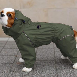 Spaniel Waterproof Dog Raincoat: Full Body Suit with Snood