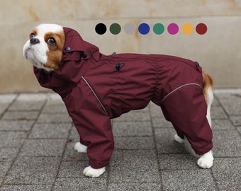 Spaniel Impermeable Perro Impermeable Color Liso - MEMBRANA - Traje de Cuerpo Completo - Abrigo para Perro - Ropa para Perro - Ropa para Mascotas - Personalizado OrderBark&Go