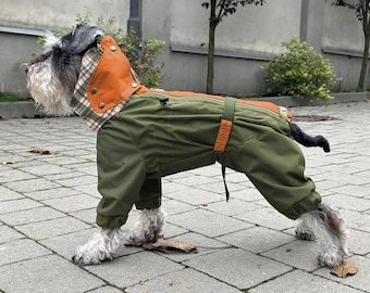 Waterproof Dog Raincoat: Dark Academia Style, Tartan Flannel