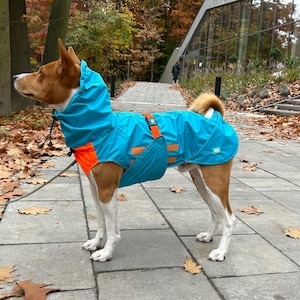 Waterproof Dog Raincoat Perfect Match Blue for ALL breeds, Flannel lining, Dog Rain Jacket, Waterproof Dog Coat, Dog Clothes Bark&Go
