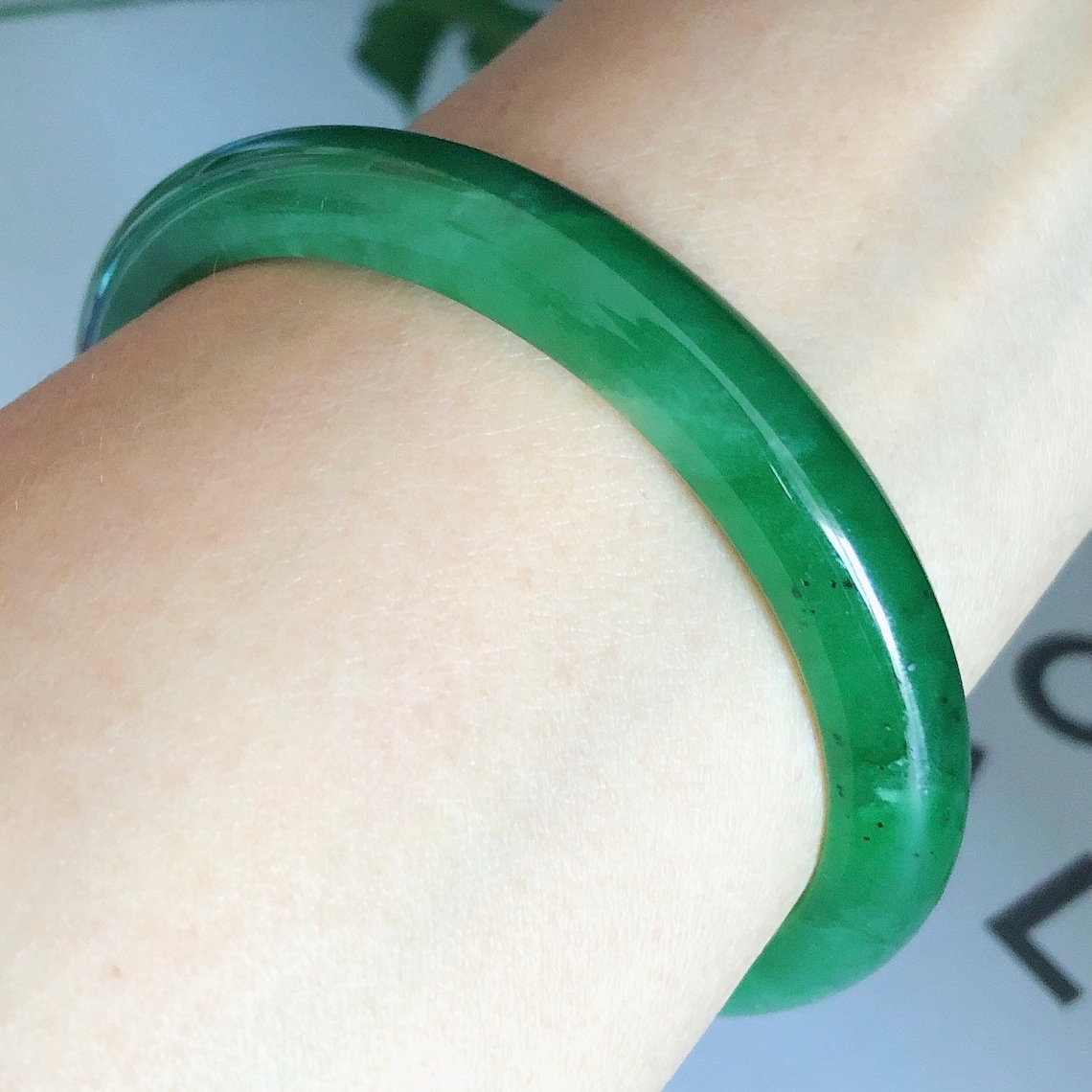 Natural jade bangle real green jade bracelet with Certificate Etsy