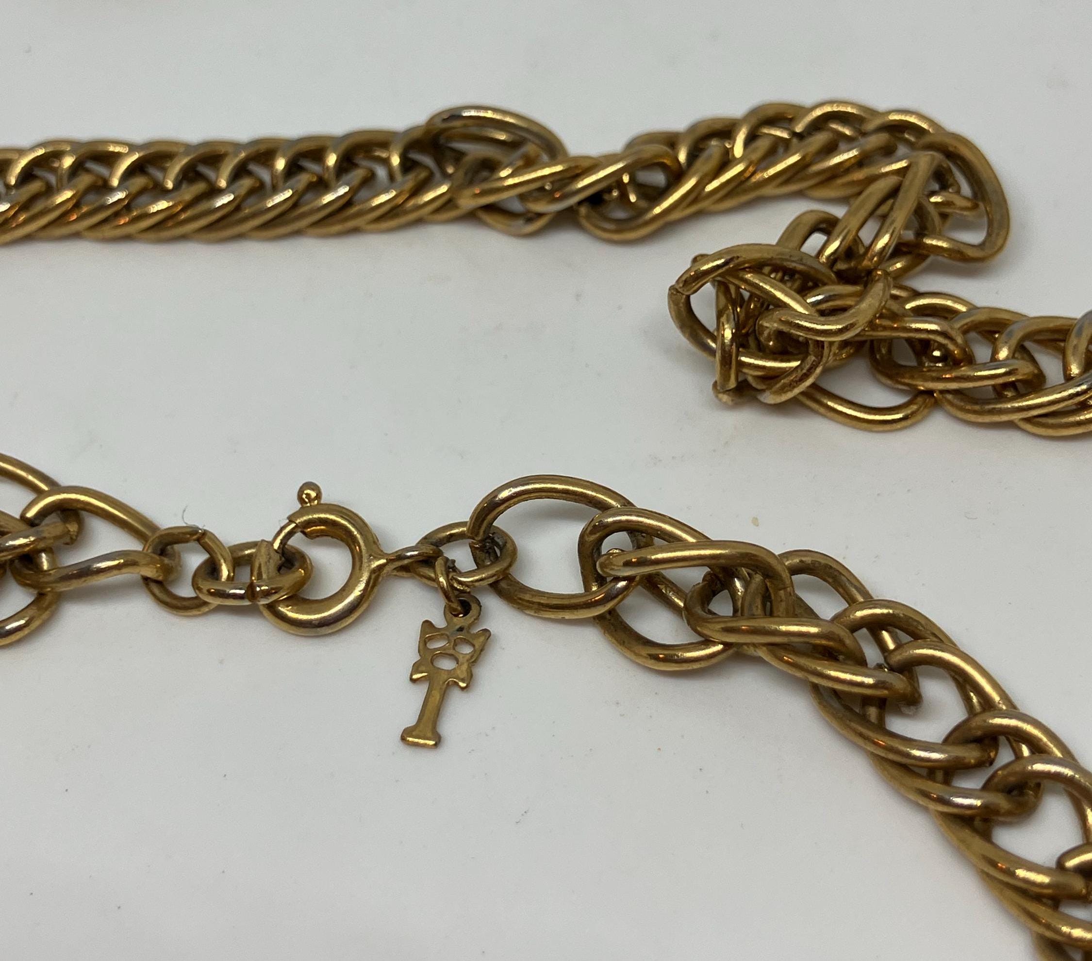 TRIFARI Vintage Gold Tone Chain Link Necklace, 36 Inches; Crown 