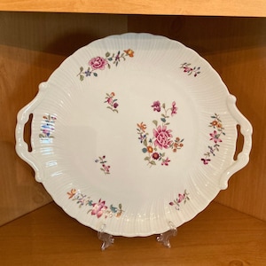 Bernardaud Limoges Lowerstoft Double Handled Cake Plate, Floral Cake Plate, aka Lowersoft France