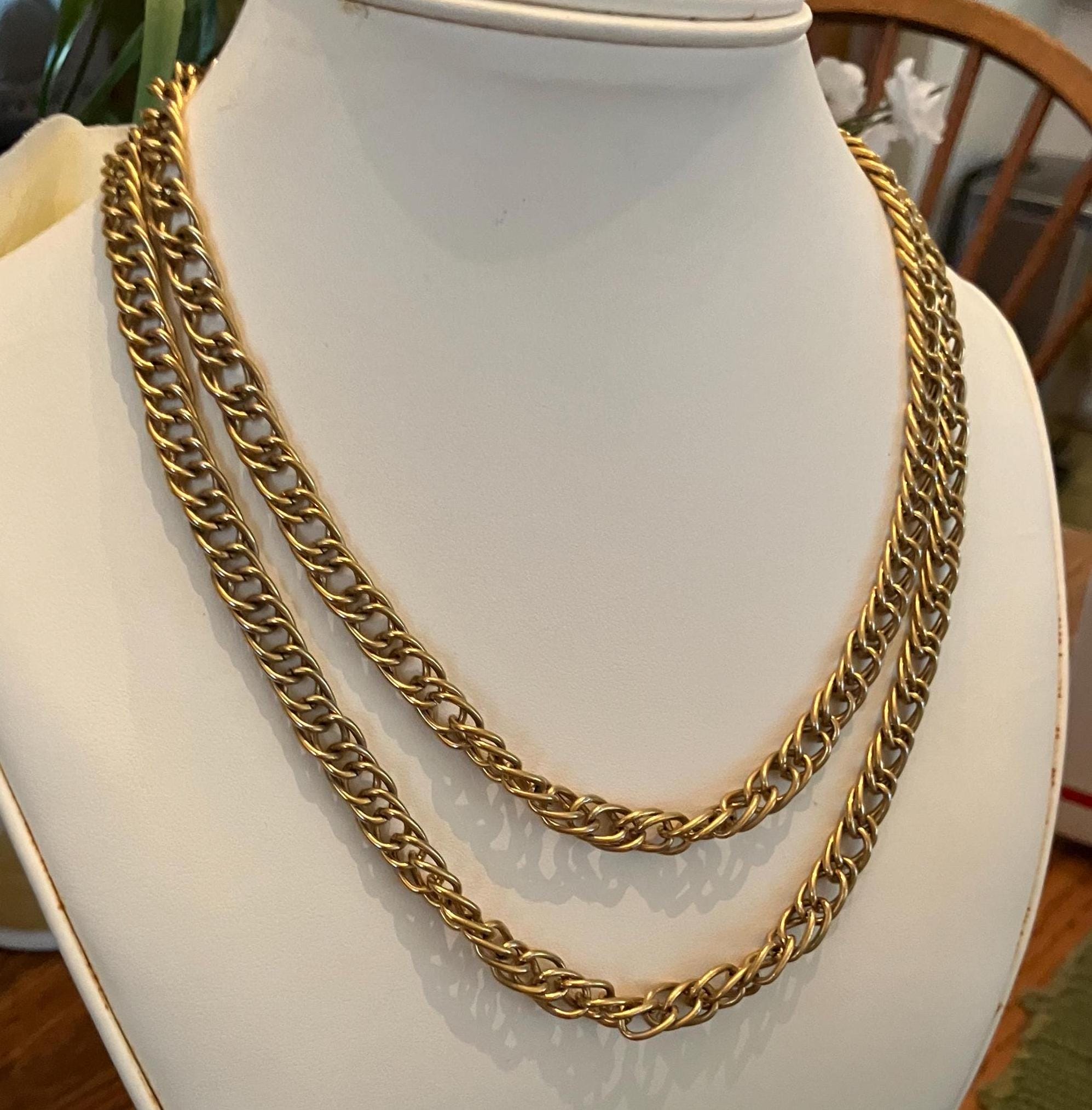 TRIFARI Vintage Gold Tone Chain Link Necklace, 36 Inches; Crown