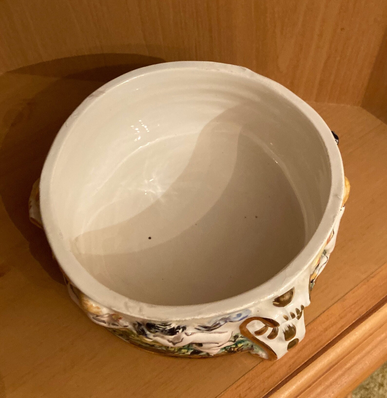 Italian Capodimonte Lidded Candy Dish With Cherub Finial Etsy