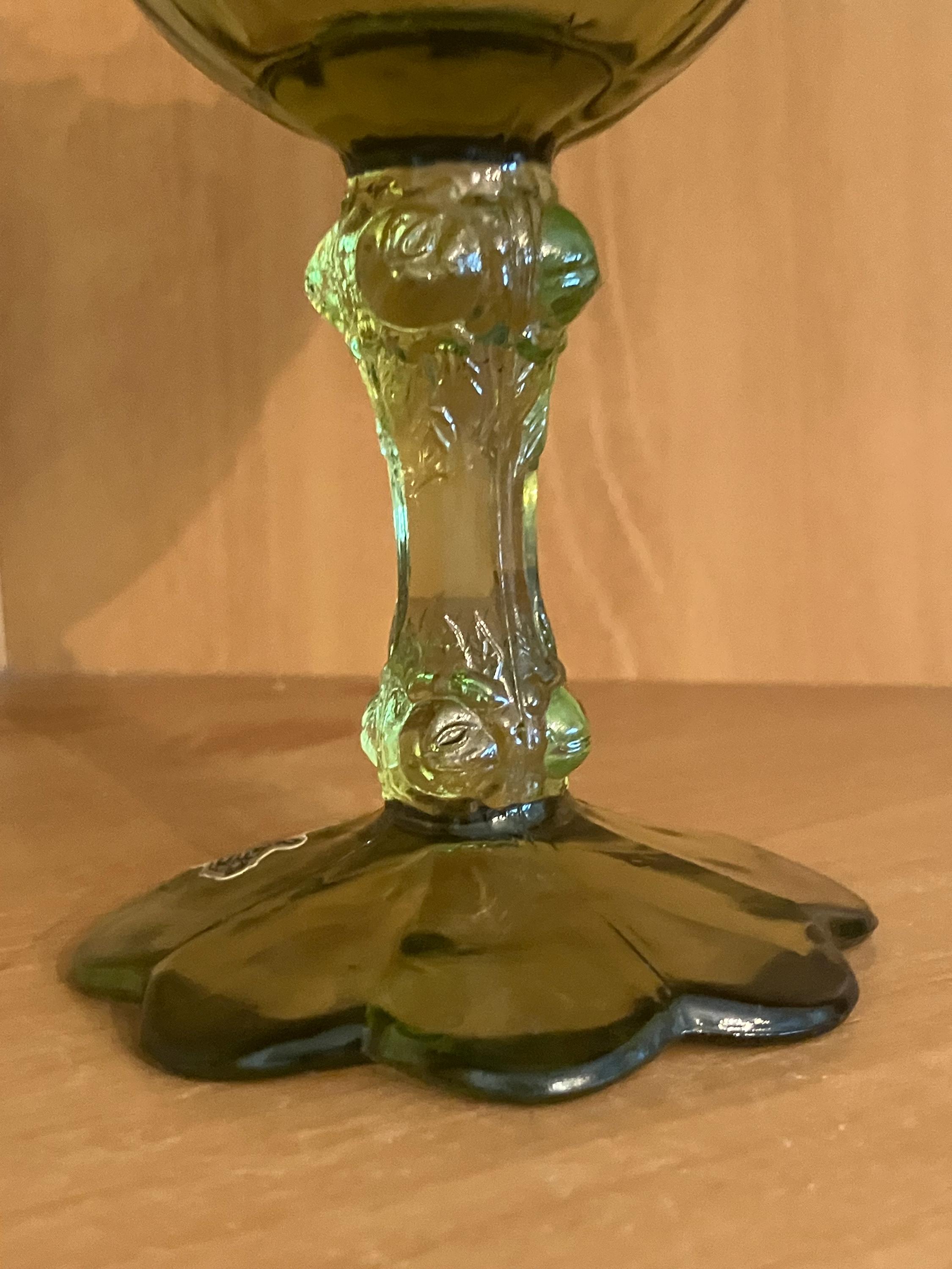 FENTON ヴィンテージ グリーン フリル キャベツ ローズ コンポート