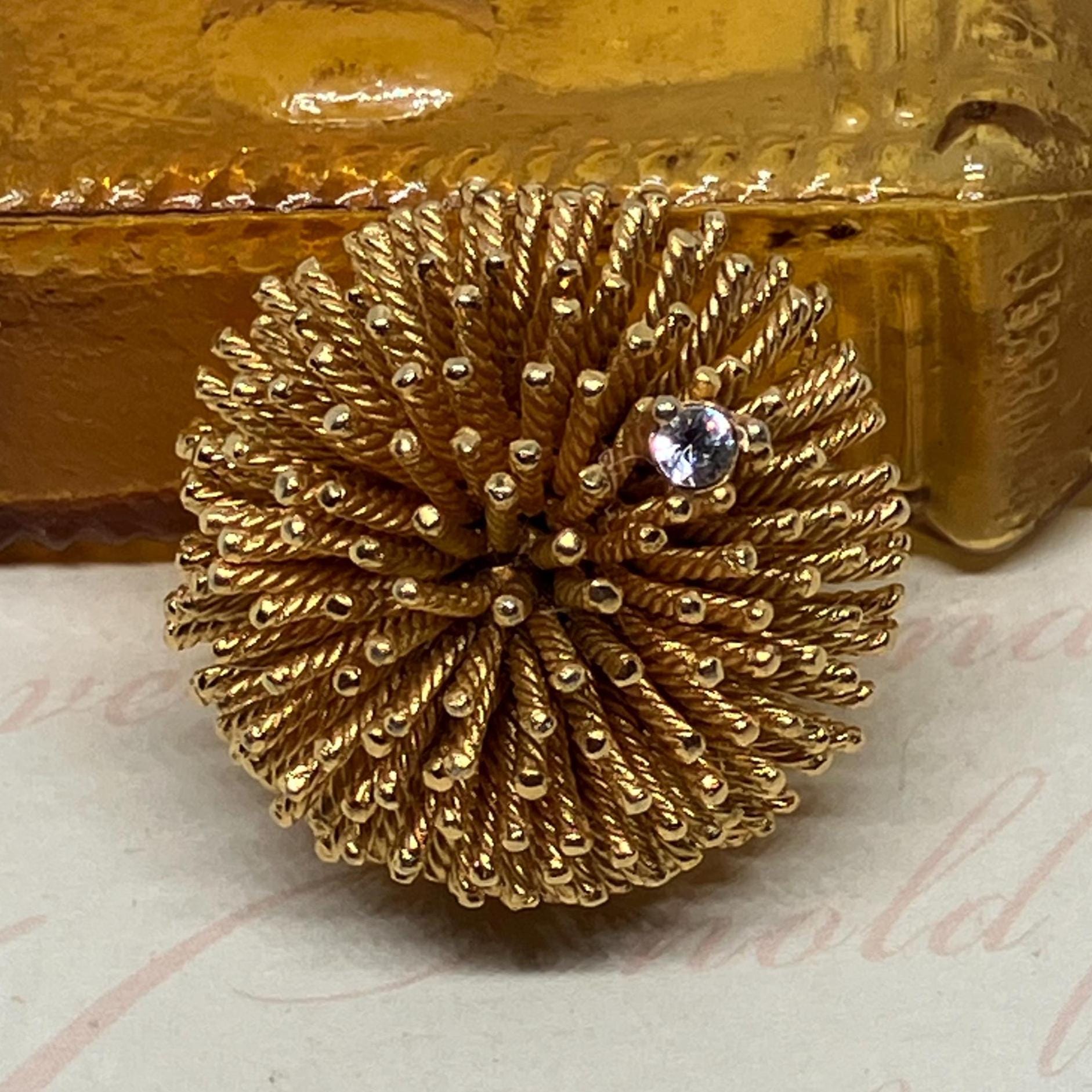Marcel Boucher Vintage Gold Tone Domed Sea Urchin or Starburst