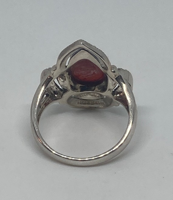 Sterling Silver Carnelian Marcasite Statement Rin… - image 4