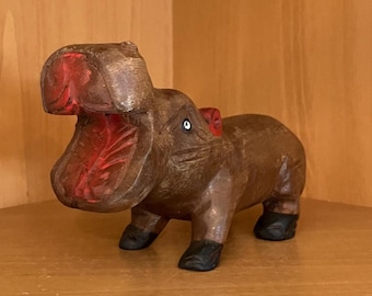 ヴィンテージ ダークウッド 彫刻 カバ カバ - Etsy 日本