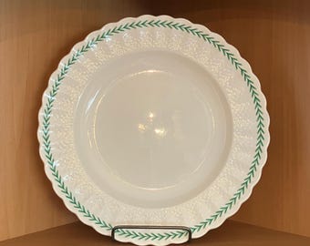 Copeland Spode Vintage Ivanhoe Green Dinner Plate; Green Laurel and Chelsea Wicker 10 1/2 Inch Plate