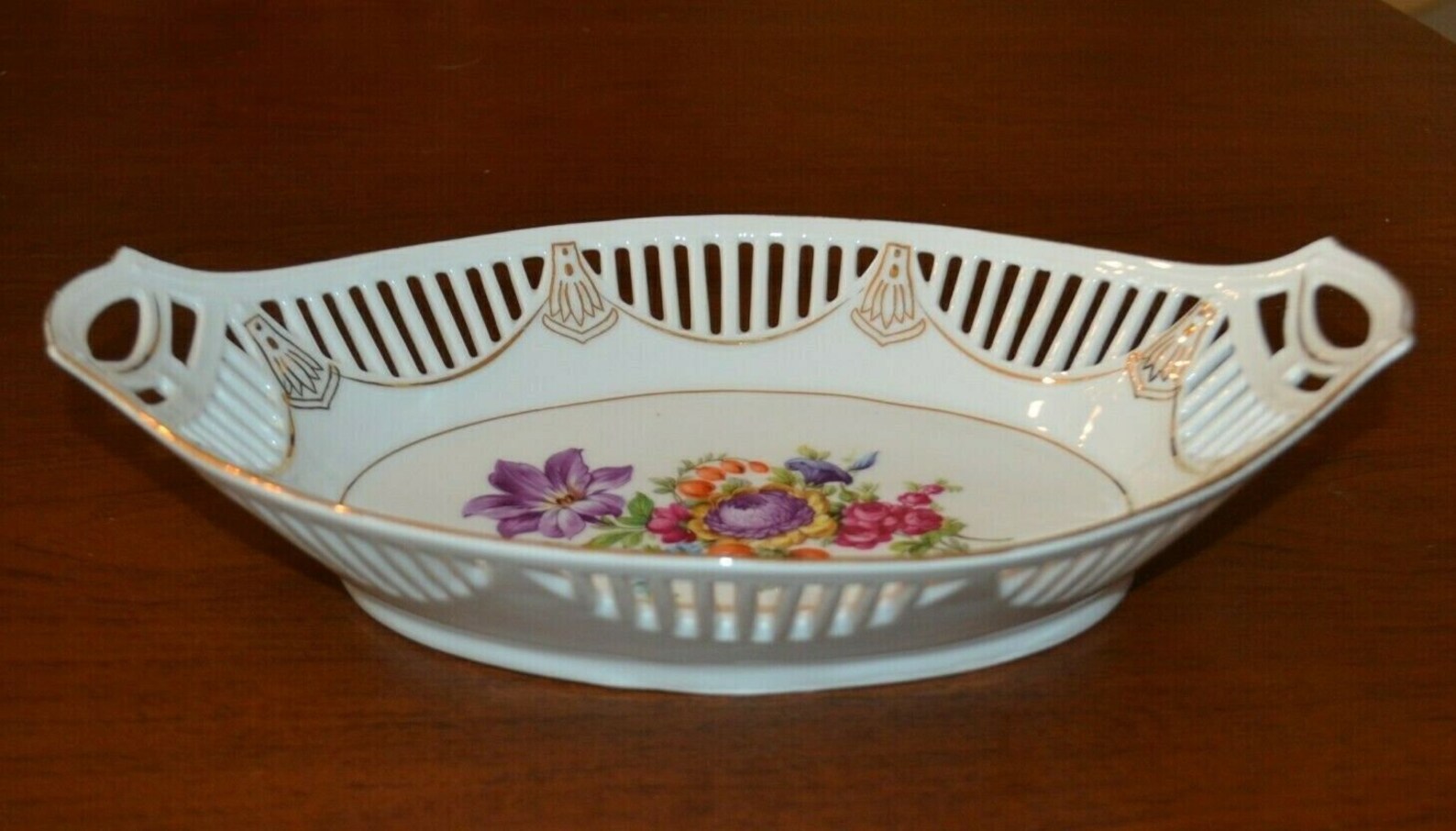 Antique German Porcelain Oval Serving Bowl Hand Painted Etsy