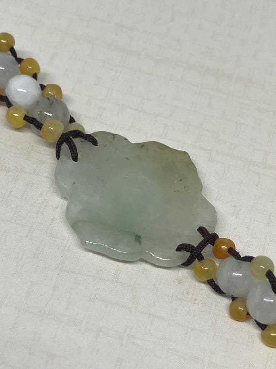 Carved Jade Macrame Style String Bracelet; Adjust… - image 10