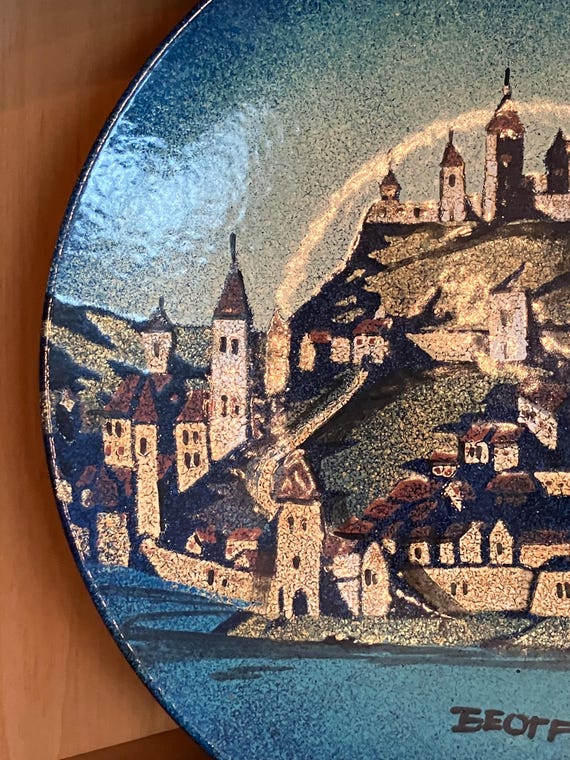 Dekor Zagreb Rucni Rad Enameled Metal Decorative Plate With