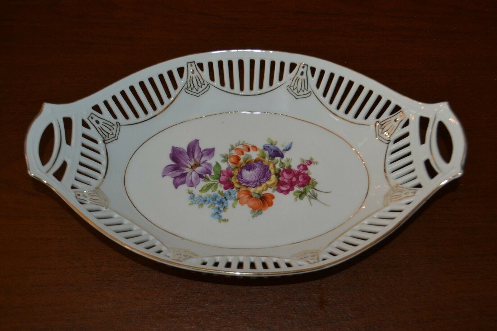 Antique German Porcelain Oval Serving Bowl Hand Painted Etsy