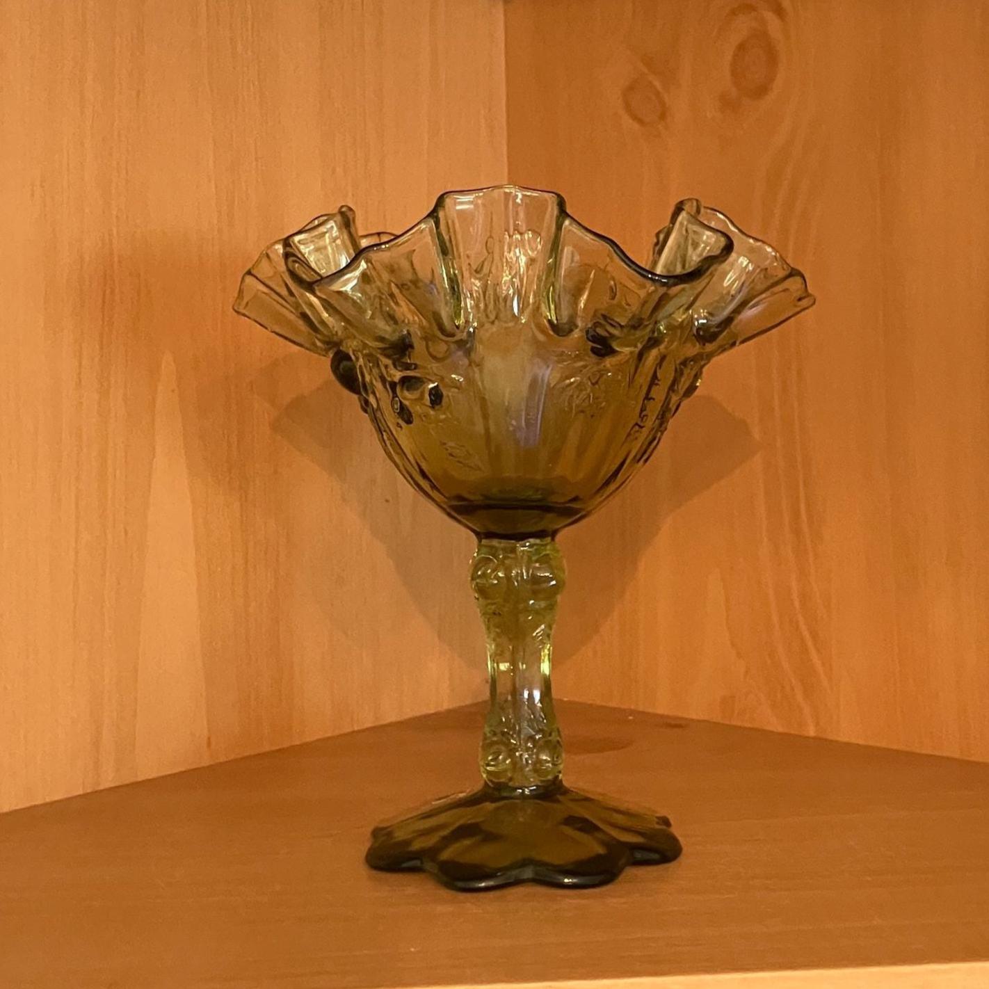 Fenton フェントン アンベリーナ キャベツ ローズ コンポート FENTON ヴィンテージ グリーン フリル キャベツ ローズ コンポート