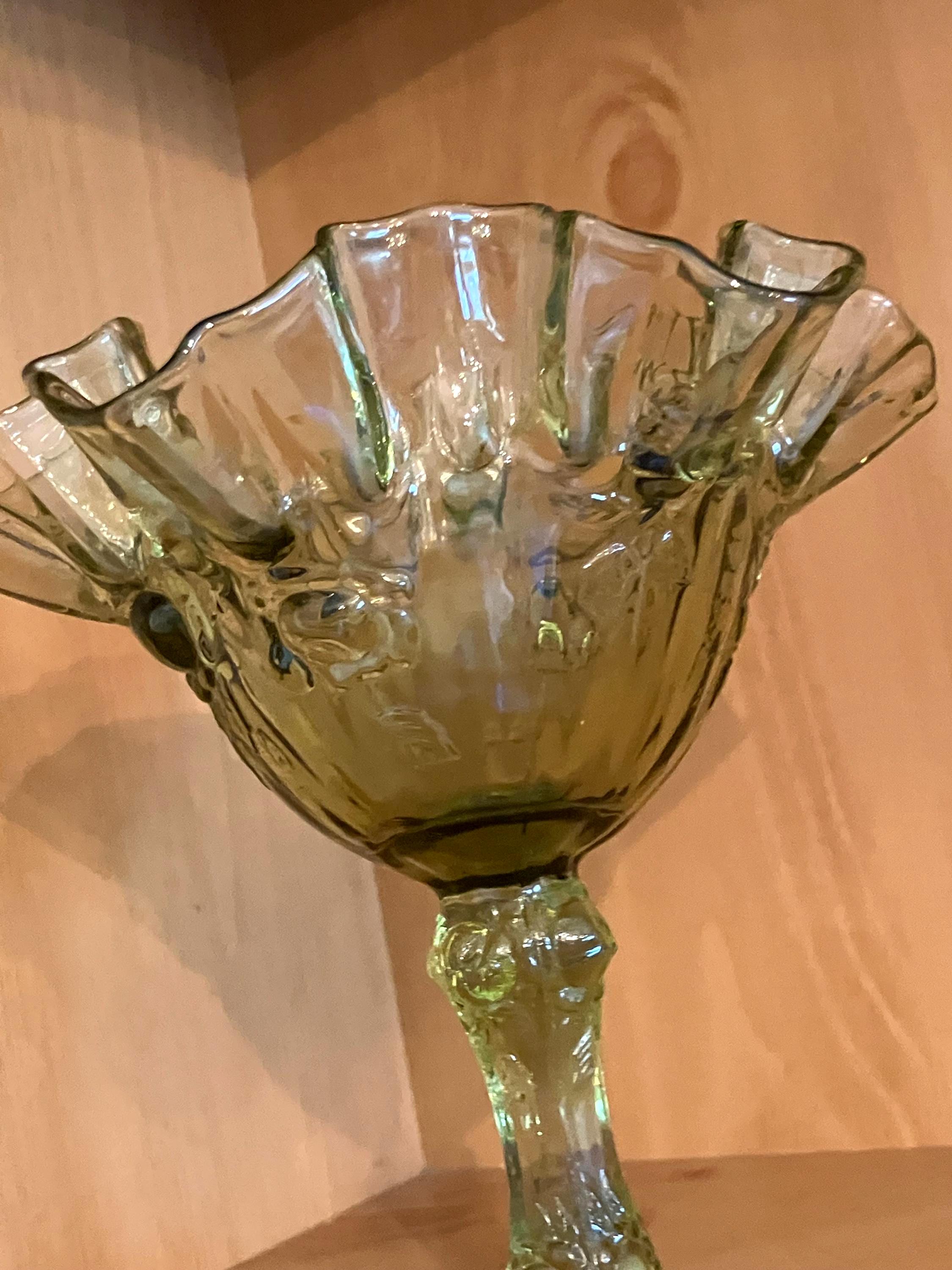 FENTON ヴィンテージ グリーン フリル キャベツ ローズ コンポート