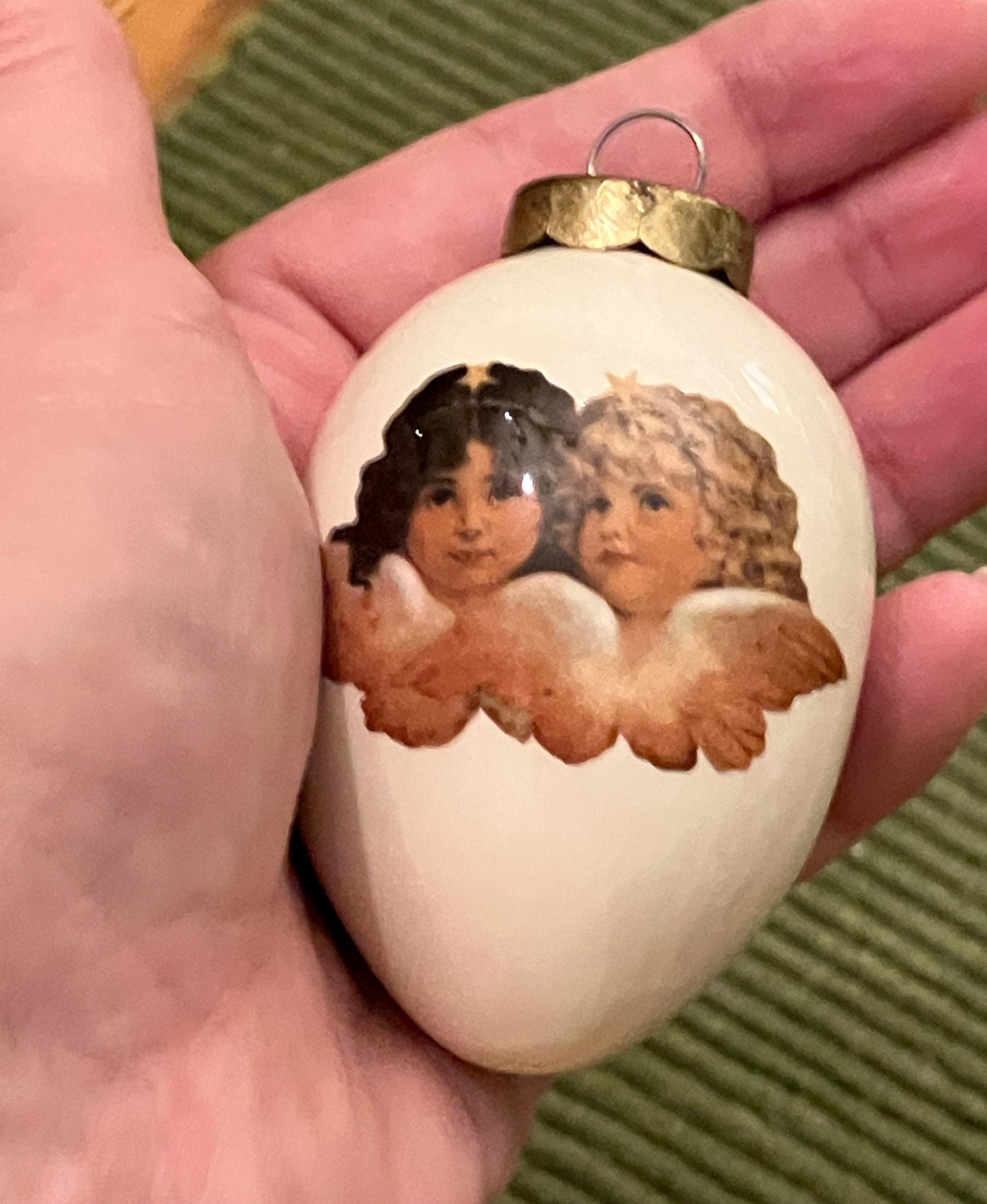 The Egg Lady Vintage Porcelain Christmas Ornaments, Set of Three