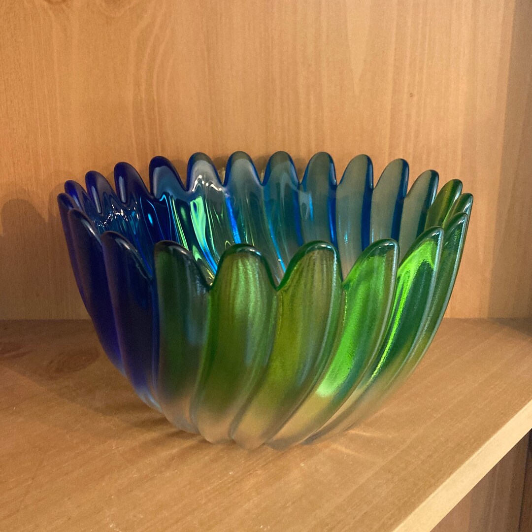 Studio Nova Vintage Green and Blue Solaris Petal Bowl Walther Etsy