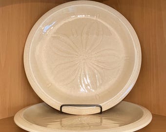 Franciscan Vintage Sea Sculptures Sand Dollar Dinner Plates, Set of Two; Earthenware Sand Dollar Dinner Plates, Late 1970s