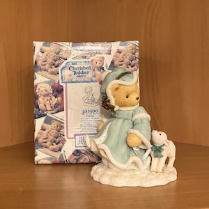 Cherished Teddies Felicia-Joy to the World in Original Box; Vintage Teddy Bear Figurine, Limited Edition, 1999, Original Box
