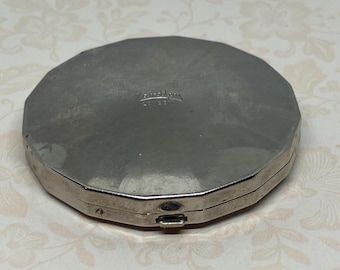 Yardley London Vintage Silver Tone Powder Compact With Mirror; Yardley Embossed Powder Compact, 1960s