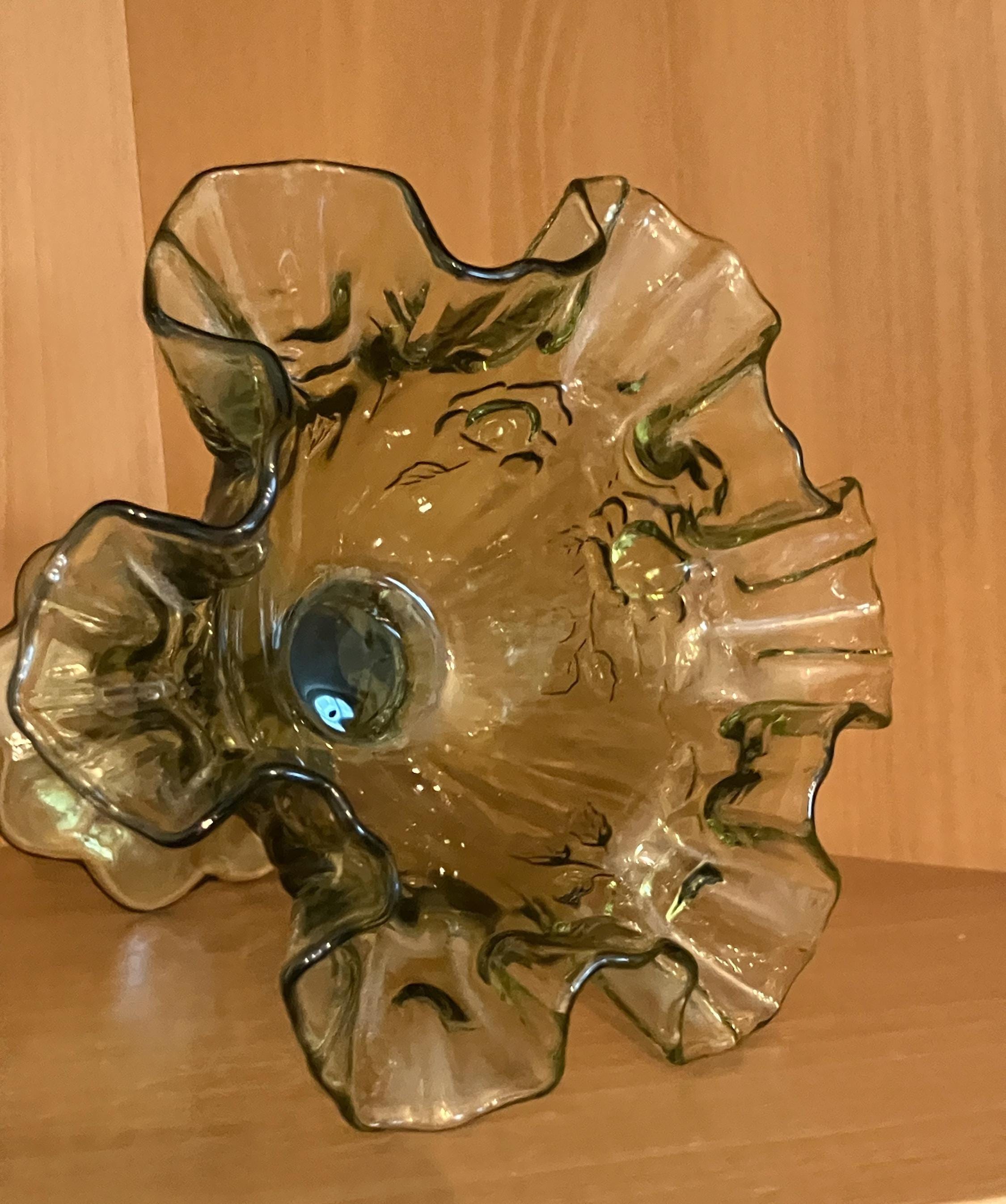 FENTON ヴィンテージ グリーン フリル キャベツ ローズ コンポート