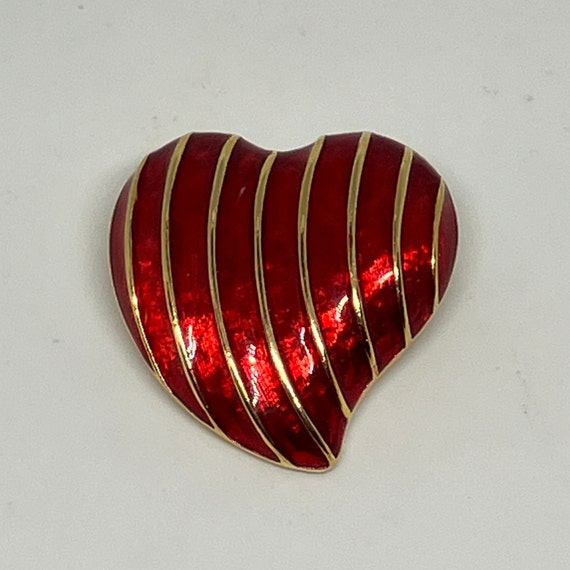 Vintage Red Enameled Heart Brooch From Museum of F