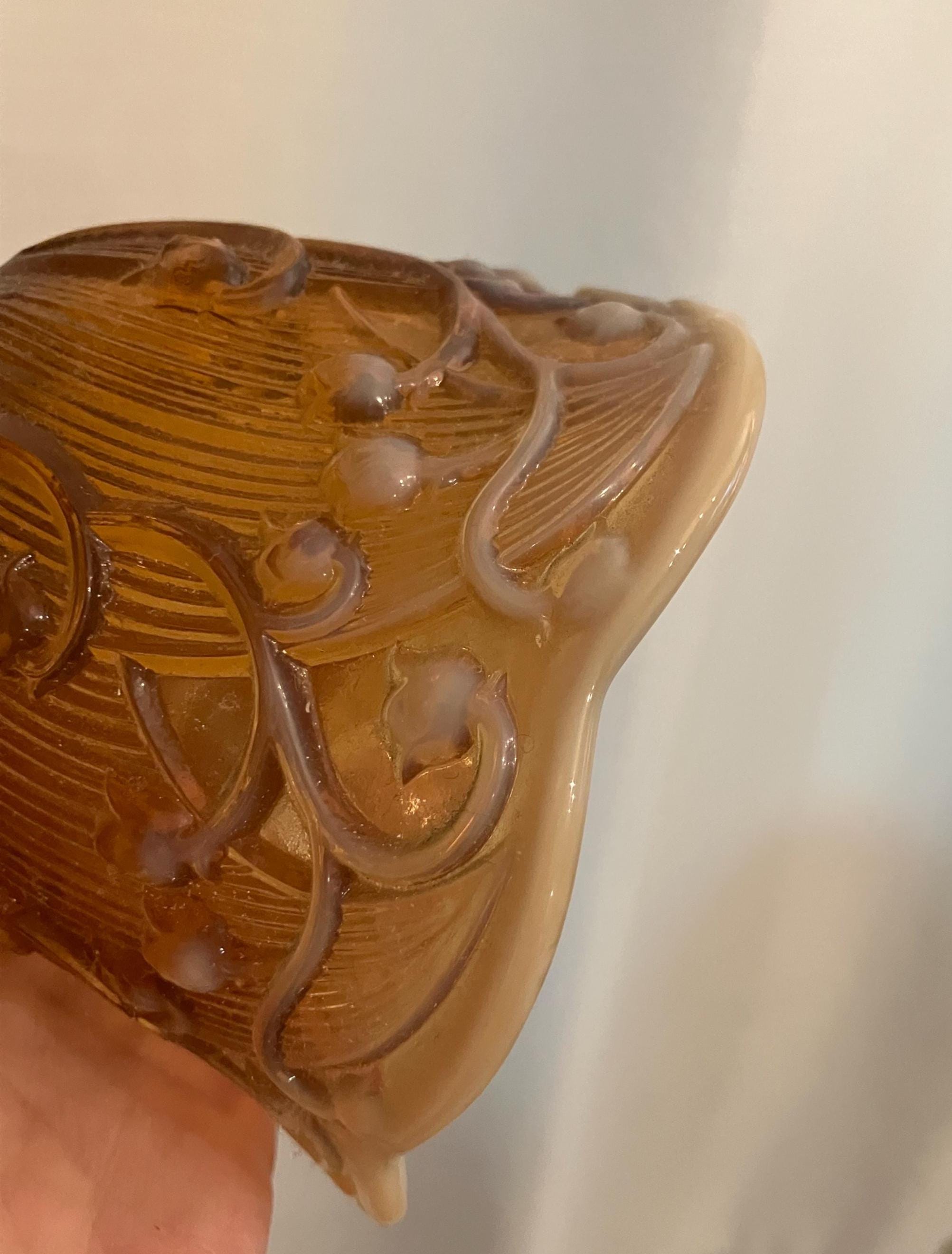 フェントン ヴィンテージ カメオ オパールセント アンバー スズラン