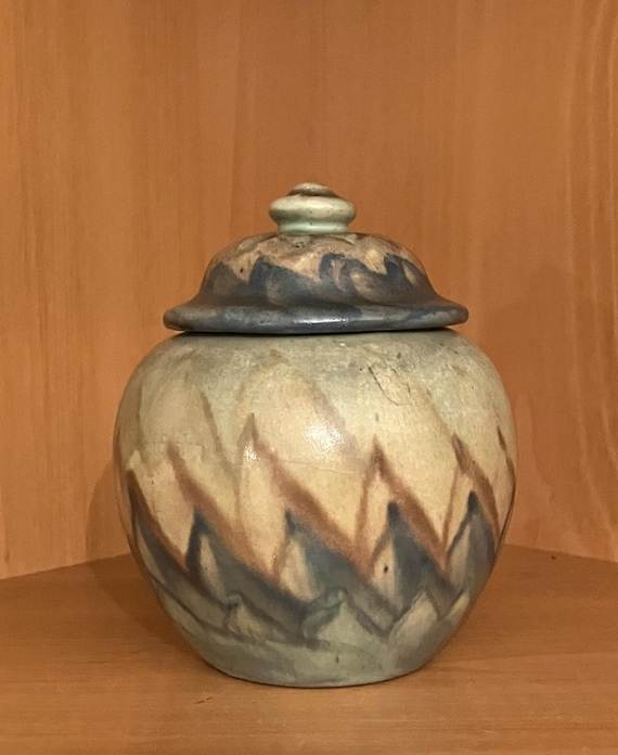 Zane Vintage Art Pottery Landsun Lidded Jar, Vase or Pot; Peters