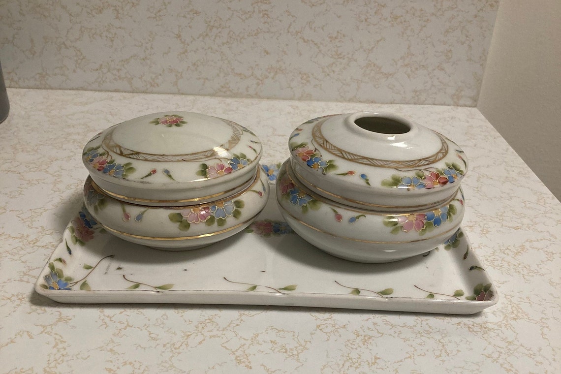 Antique Hand Painted Nippon Porcelain Dresser Vanity Set Etsy