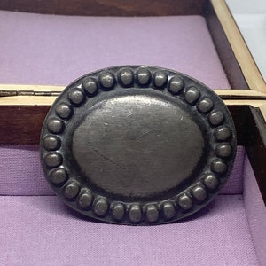 Tennung Design Vintage Swedish Pewter Modernist Brooch by Erik Fransson; Midcentury Oval Pewter Pin