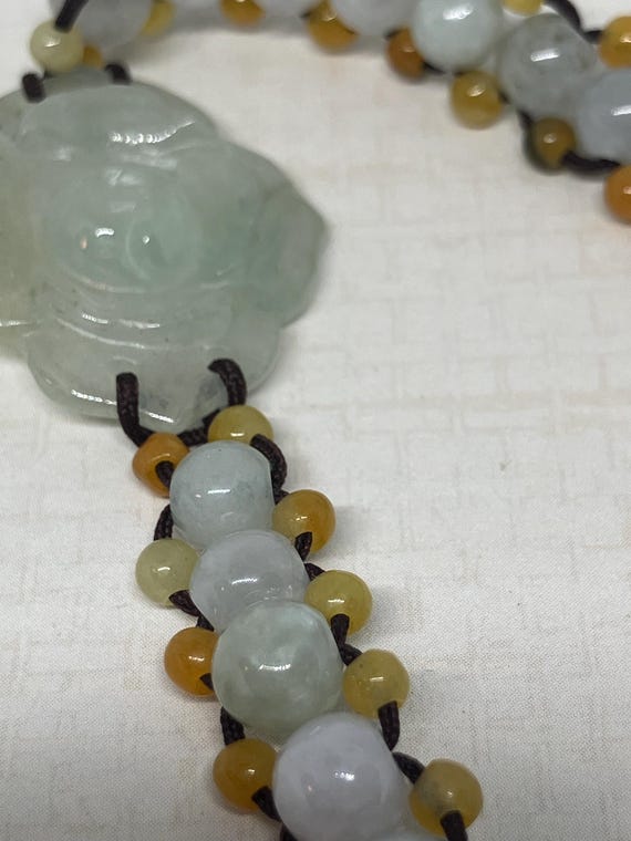 Carved Jade Macrame Style String Bracelet; Adjust… - image 7