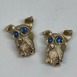 Vintage Gold Tone Terrier Dog Scatter Pins, Set of Two, Vintage Dog Head Scatter Pins, Scottie Dog, Scottish Terrier, Westie Vintage Brooch