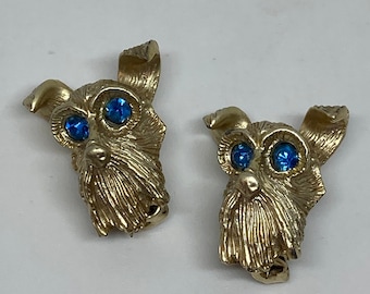 Vintage Gold Tone Terrier Dog Scatter Pins, Set of Two, Vintage Dog Head Scatter Pins, Scottie Dog, Scottish Terrier, Westie Vintage Brooch