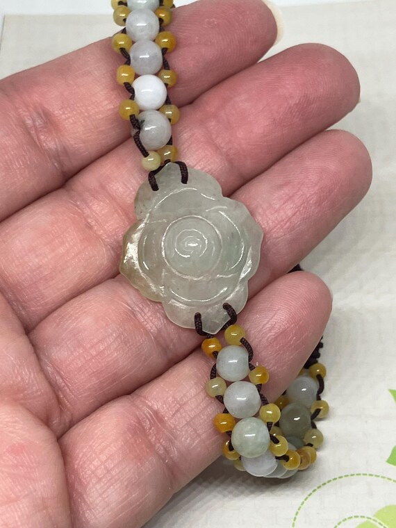 Carved Jade Macrame Style String Bracelet; Adjust… - image 8