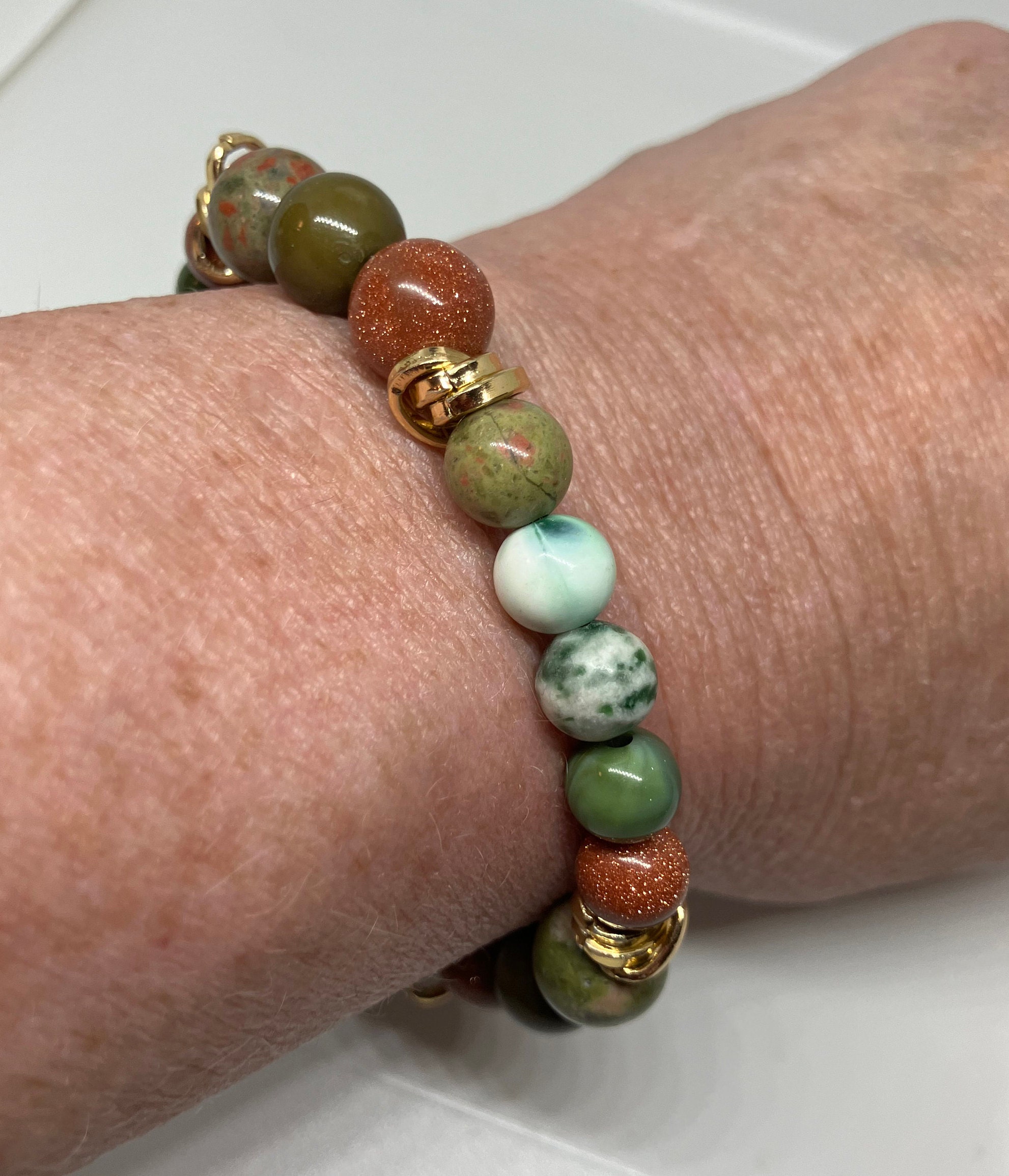 Genuine Stone Beads Stretch Bracelet