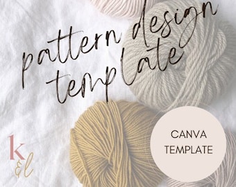 Plantilla de diseño de patrones para patrones de crochet y tejido / Plantilla Canva / Diseño minimalista
